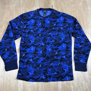 Polo Ralph Lauren Men’s Blue Camo Long Sleeve Shirt Base Layer Thermal Medium